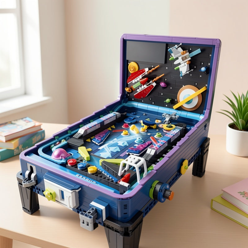 Pinball Machine Building Block Set 2300 Pieces MOC Arcade Game Console Table Toy for Adults Teens Family Fun Holiday Gift Creative STEM Build with Original Box