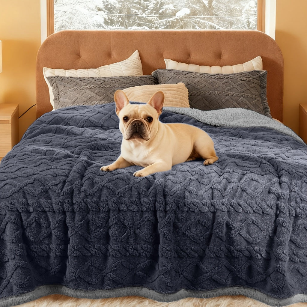Liquid-Proof Pet Blanket Reversible Sherpa Fleece Sofa Bed Furniture Protector for Dogs Cats Machine Washable Throw Blanket Small Medium Large XL Light Gray Khaki Beige Dark Gray