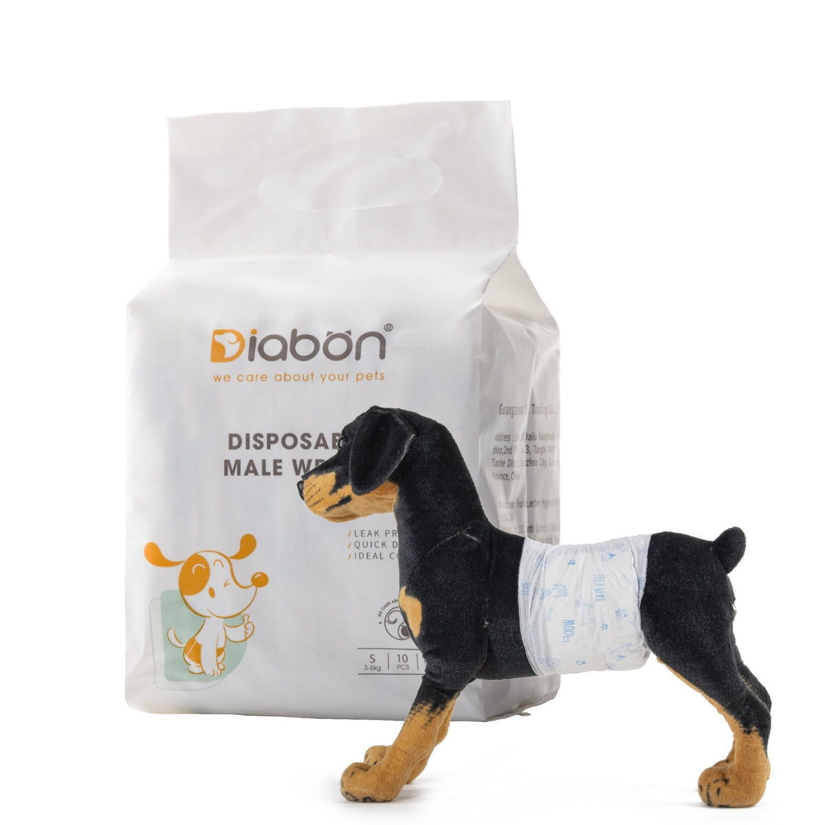 Disposable Dog Diapers Ultra-Absorbent Leak-Proof Pet Diapers for Male Dogs Puppies Senior Dogs – Super Absorbent Comfort Wraps for Incontinence Surgery Recovery and Outdoor Travel 10 Count Pack