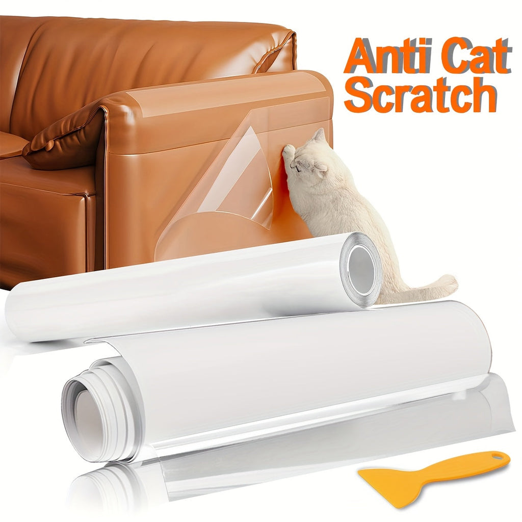 Anti-Cat Scratch Tape Transparent Self-Adhesive Furniture Protector - 3 Yard Roll Cat Scratch Deterrent Film for Sofa Couch Doors & Carpet - 4 Width Options (5.9", 11.8", 17.7", 23.6")