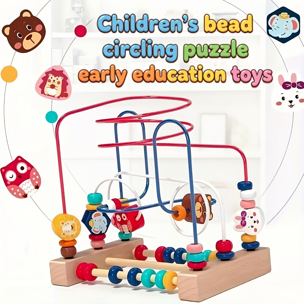 Baby Bead Maze Animal Roller Coaster Toy – Smart Animals Orbiting Bead Wire Puzzle for Infants & Toddlers | Early Education Fine Motor Skills & Sensory Development Toy for Ages 1-3