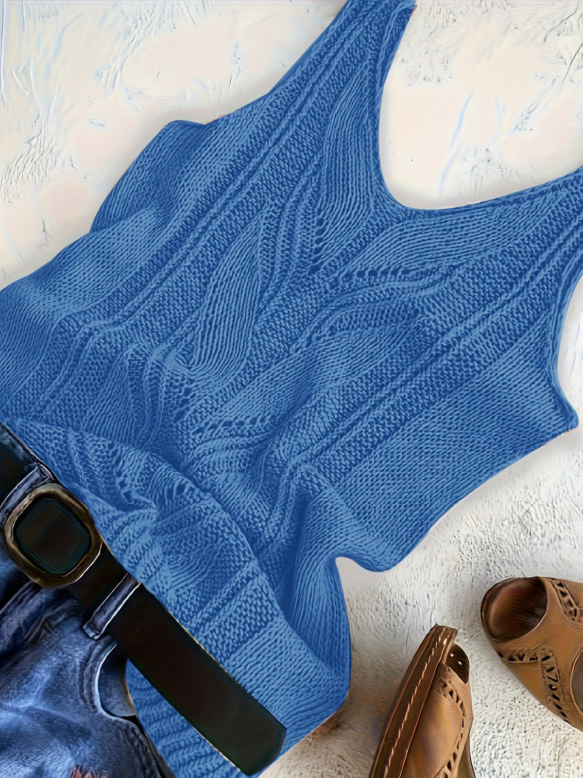 Women's V-Neck Knitted Tank Top – Elegant Sleeveless Solid Color 100% Acrylic Knit Vest for Summer, Available in 15 Colors