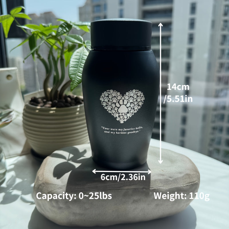 Pet Urn for Ashes Large Capacity – Stainless Steel Dog & Cat Memorial Urn with Heart Paw Print, Secure Seal Keepsake Cremation Urn, 4 Colors: Gray, Gold, Blue, Black