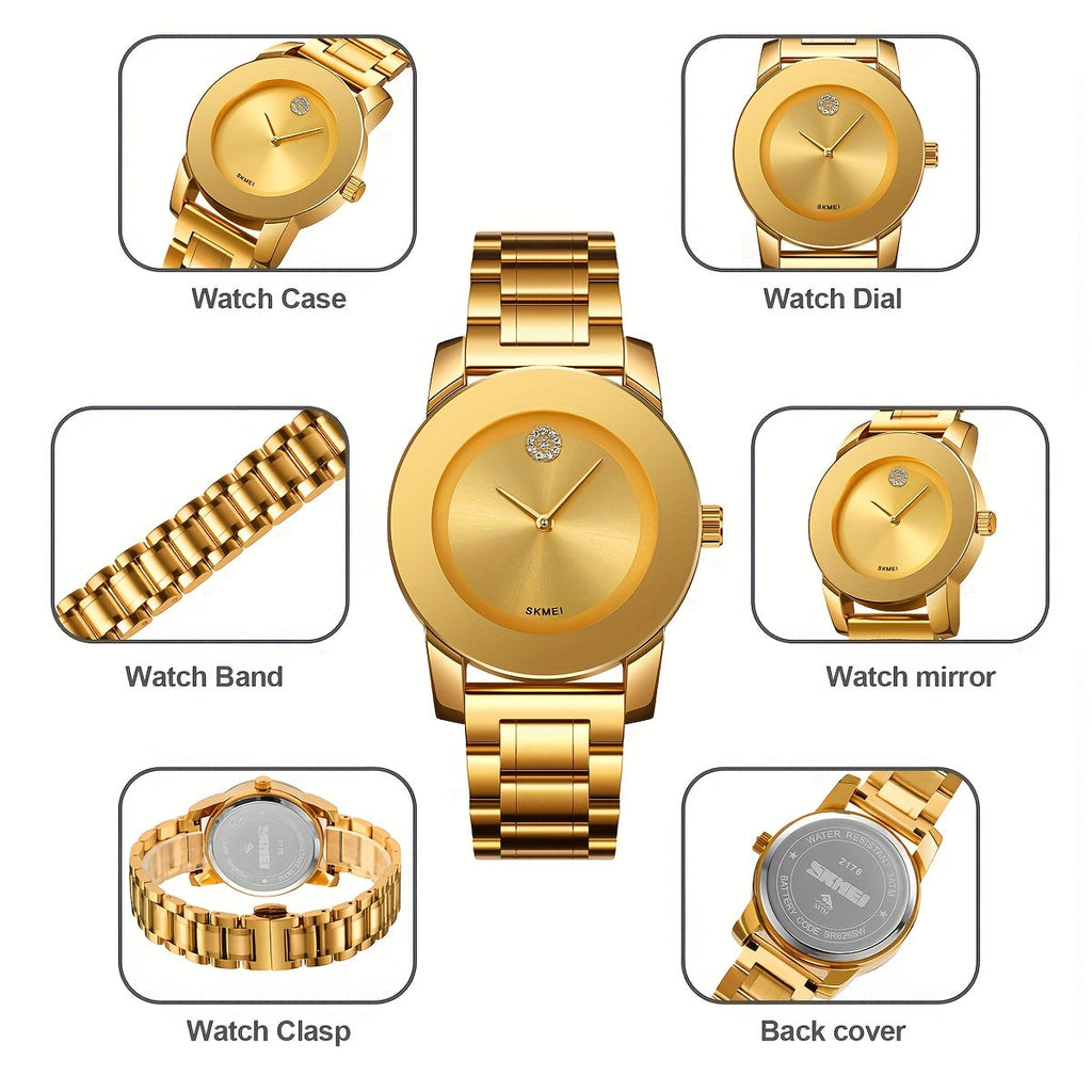 Women's Quartz Watch Round Dial Elegant Analog Wristwatch for Ladies – Party, Daily Wear & Birthday Gift, 6 Colors Available
