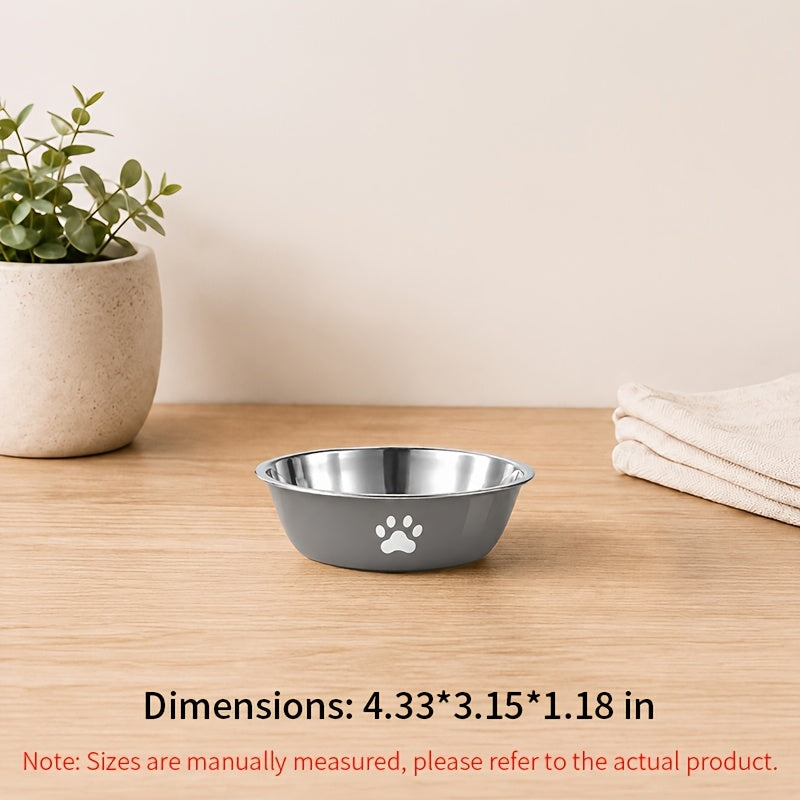 Stainless Steel Pet Bowl with Non-Slip Base – Colorful Printed Food & Water Dish for Cats and Dogs, Durable Easy-Clean Feeding Bowl for Small Medium Large Pets