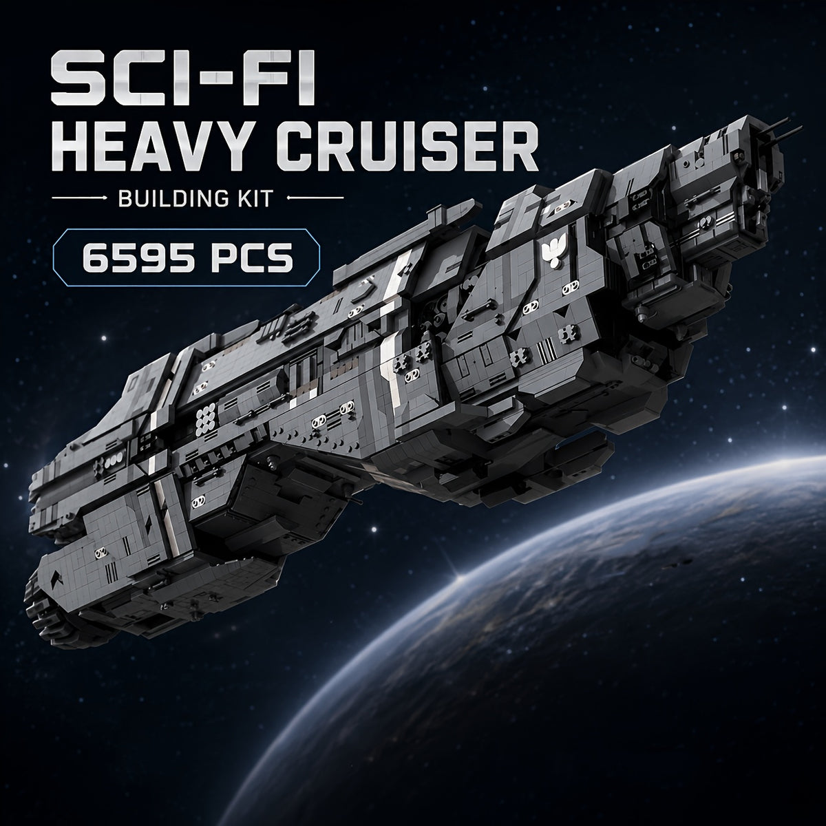 6595 Pieces MOC Sci-Fi Heavy Cruiser UNSC Warship Building Kit – Modular Micro Bricks Collectible Interstellar Vessel Model for Adults, Space Enthusiasts, Home Office Display Decor & Gift