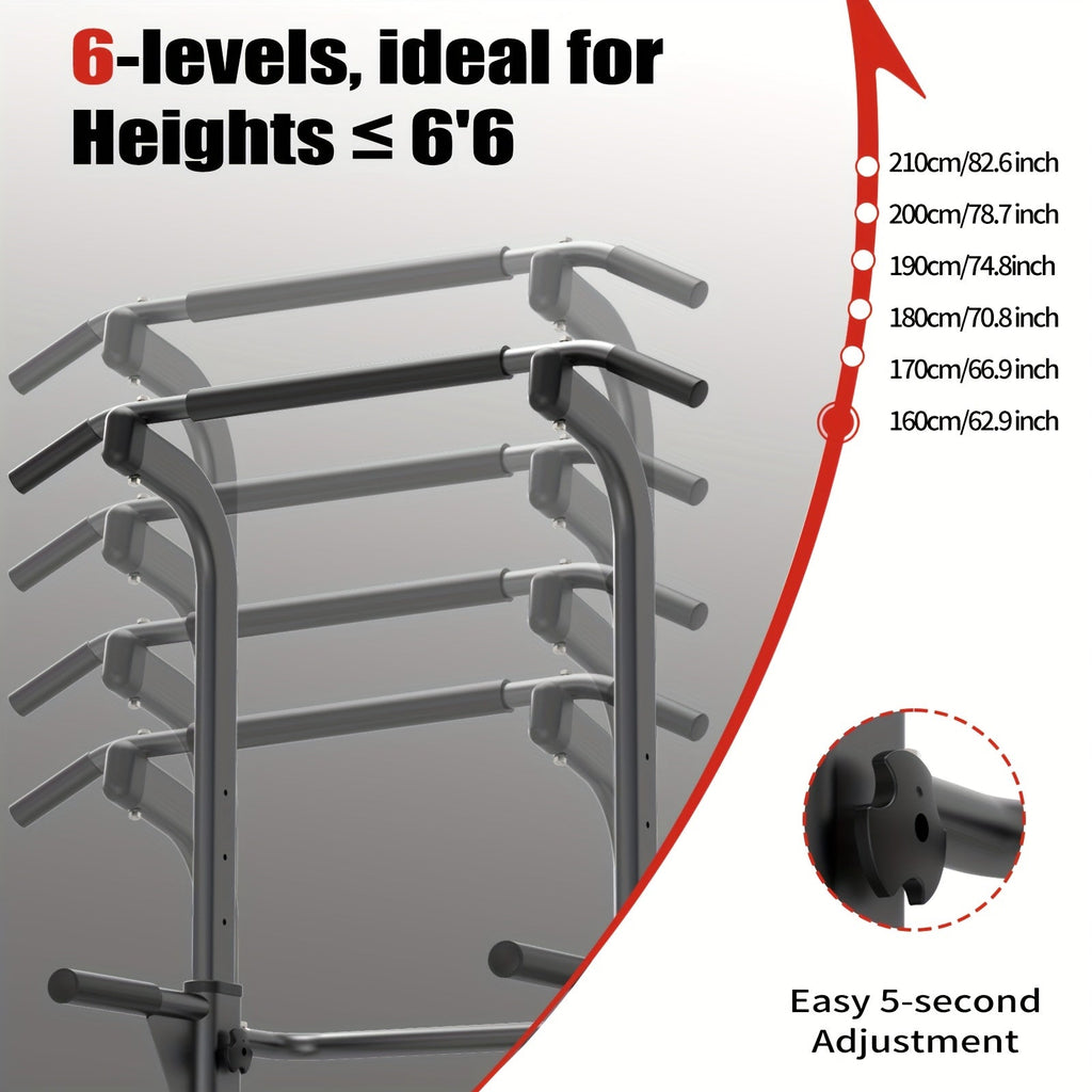 Adjustable Height Power Tower Dip Station – Multi-Function Pull Up Bar, Strength Training Workout Station for Home Gym – Black T055KX, No Backrest & Red T055CDU Models