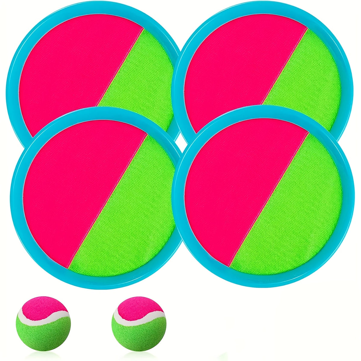 Kids Toss and Catch Ball Game Set with Rackets - 4 Rackets & 2 Balls Outdoor Backyard Beach Sport Toy for Family Fun, Durable Plastic Active Play Set for Boys Girls Ages 3+, Easter Birthday Gift