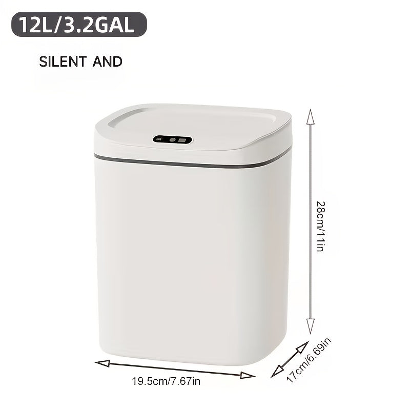 Inductive Smart Trash Can with Sealed Lid and Odor-Proof Technology Touch Control Switch Hands-Free Automatic Sensor Waste Bin Easy-to-Clean for Office Bathroom Bedroom Kitchen