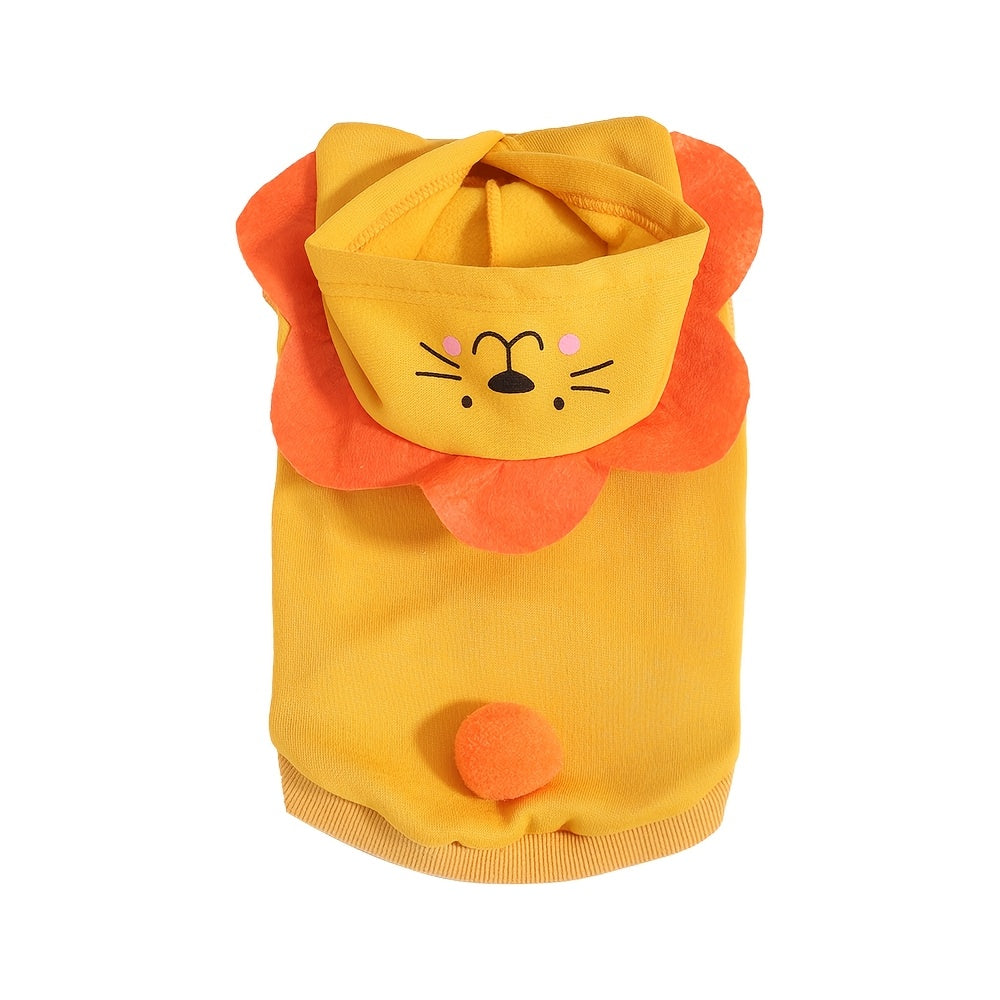 Cute Cartoon 3D Animal Dog Hoodie - Warm Polyester Knit Pet Sweatshirt for Small & Medium Dogs, Newborn Puppies, All-Season Puppy Clothes with Funny Animal Costume Design, Cozy Dog Outfit for Indoor & Outdoor Wear