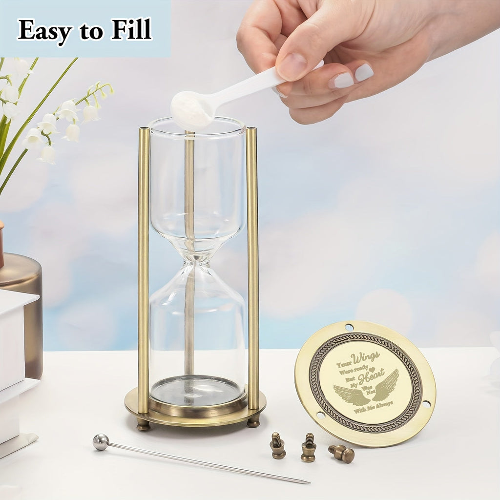 Timeless Hourglass Memorial Urn for Human & Pet Ashes - Fillable Keepsake Urn with Zinc Alloy Frame, Small Decorative Cremation Urn for Adults, Loved Ones & Pets, Elegant Remembrance Gift
