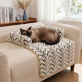 Plush Pet Couch Bed with Bolster for Small Dogs and Indoor Cats Non-Slip Sofa-Style Pet Bed with Furniture Protector Cover – Soft Washable Dog Cat Sofa Bed with Raised Sides for Couch Chair and Loveseat