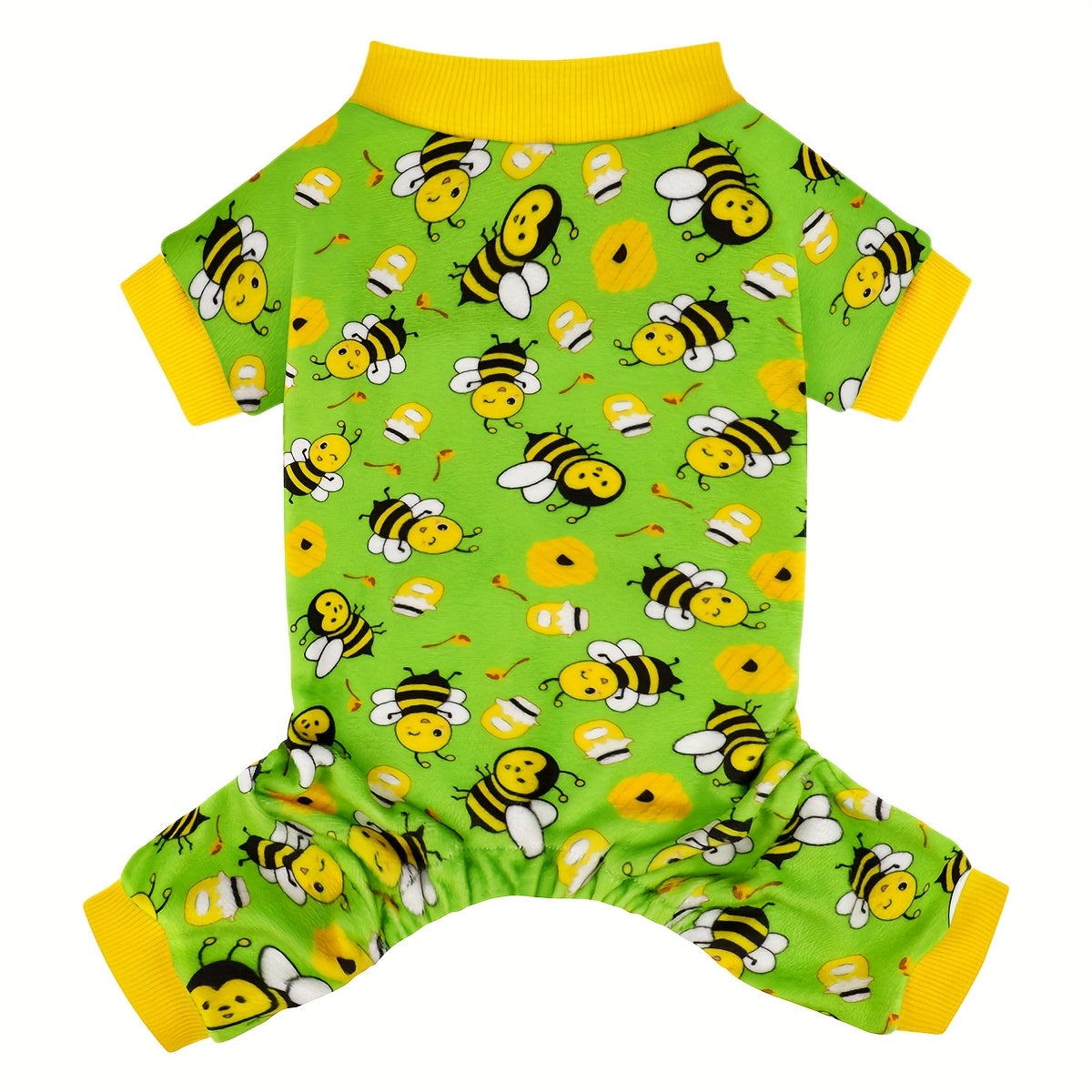 Bee Dog Pajamas Onesie with Feet – Soft Stretchy Pet PJs for Small Dogs & Cats, Funny Chihuahua Yorkie Doggie Jammies Outfit for Spring Summer Winter, Cozy Full-Body Pet Clothes