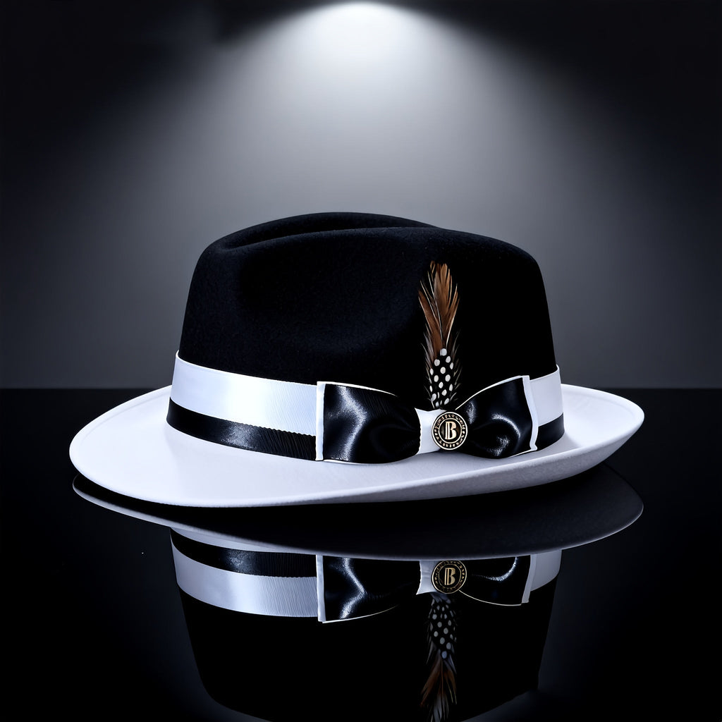 Men's Vintage British Gentleman Top Hat – Cashmere Wool Blend Adjustable 57-60cm, Classic Fall Winter Dress Hat in Black White Red Yellow, Stylish Gift for Men Birthdays Holidays