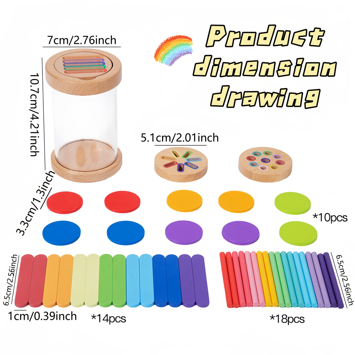 Kids 3-in-1 Color Sorting Tube Game – Color Matching Cup Set with Sorting, Counting, Coin Tossing & Stick Drawing Modes, Montessori Educational Math Toy for Toddlers Ages 3+, Learning Gift for Boys & Girls