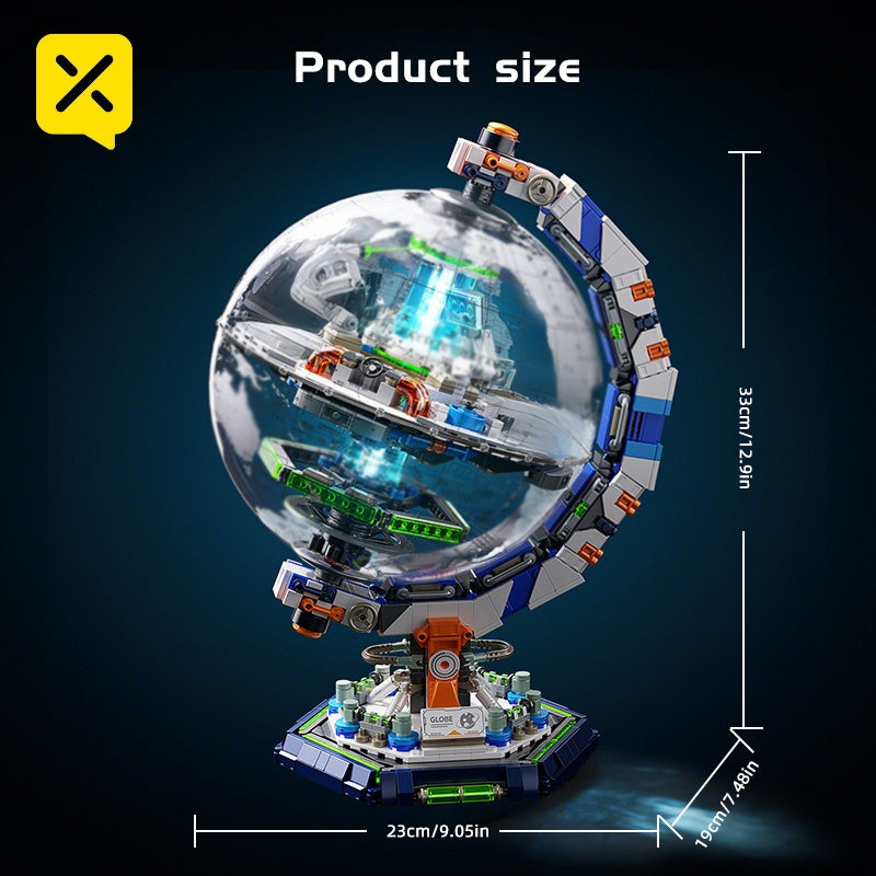 Globe Building Block Model Kit - Creative 3D World Globe Brick Assembly Puzzle, Decorative Home Office Desk Ornament, Unique Christmas Birthday New Year Gift for Adults Teens | Comes in Color Box