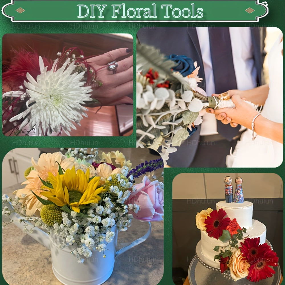 105Pcs Floral Arrangement Kit with Green Floral Tape Wire Boutonniere Flower Pins and Wire Cutter – DIY Wreath Making Wedding Bouquet Corsage Craft Supplies