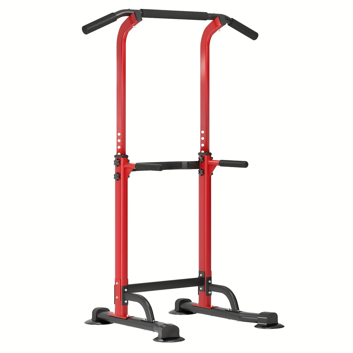 Power Tower Dip Station with Pull-Up Bar 10 Adjustable Heights 330 lbs Capacity Full-Body Strength Training for Home Gym – Pink Black Red Yellow Blue Orange Green