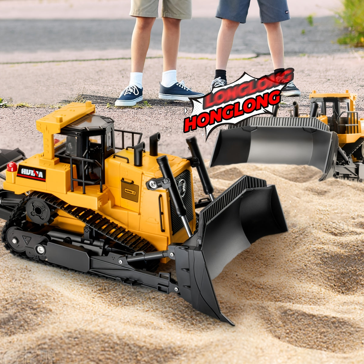 RC Bulldozer Remote Control Construction Vehicle 1:16 Scale 2.4GHz 11 Channel Front Loader Dozer Toy for Kids 8+ Outdoor Sand Climbing Truck Holiday Gift Yellow