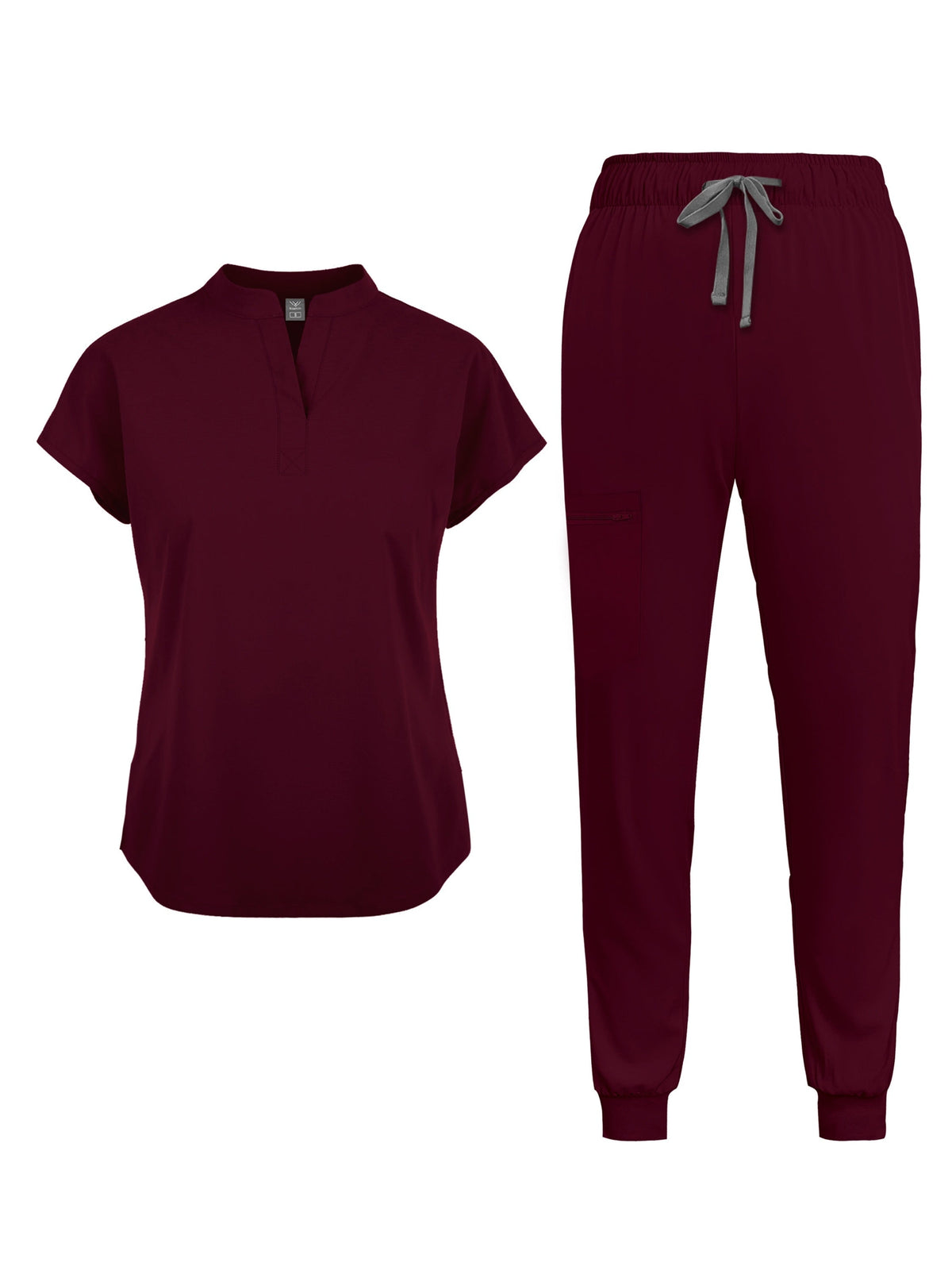 Women's Scrub Set with Pockets - Nurse Scrubs Short Sleeve Tunic and Pants, Mandarin Collar Solid Color Medical Uniform, All-Season Workwear for Nurses Dental Professionals S M L XL