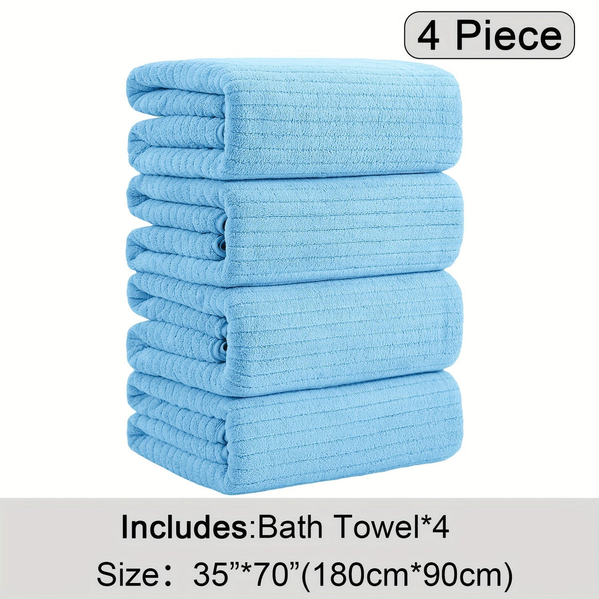 4-Pack Oversized Bath Towels Set 35"x70" – Extra Large XL Microfiber Bath Sheet, Super Soft Quick-Dry Absorbent Shower Towels for Family Hotel Spa, 13 Colors Beige White Grey Navy Blue Green Black