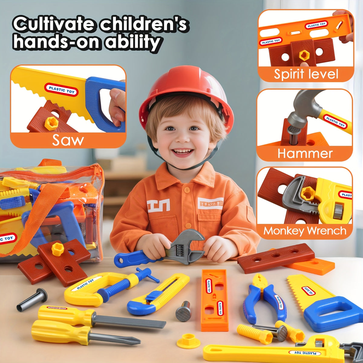 Kids Toy Tool Box Set 10 19 or 30 Piece Simulation Screwdriver Tool Kit Pretend Play Construction Toys for Boys Girls Toddlers STEM Learning Home Role Play Birthday Gift Random Color