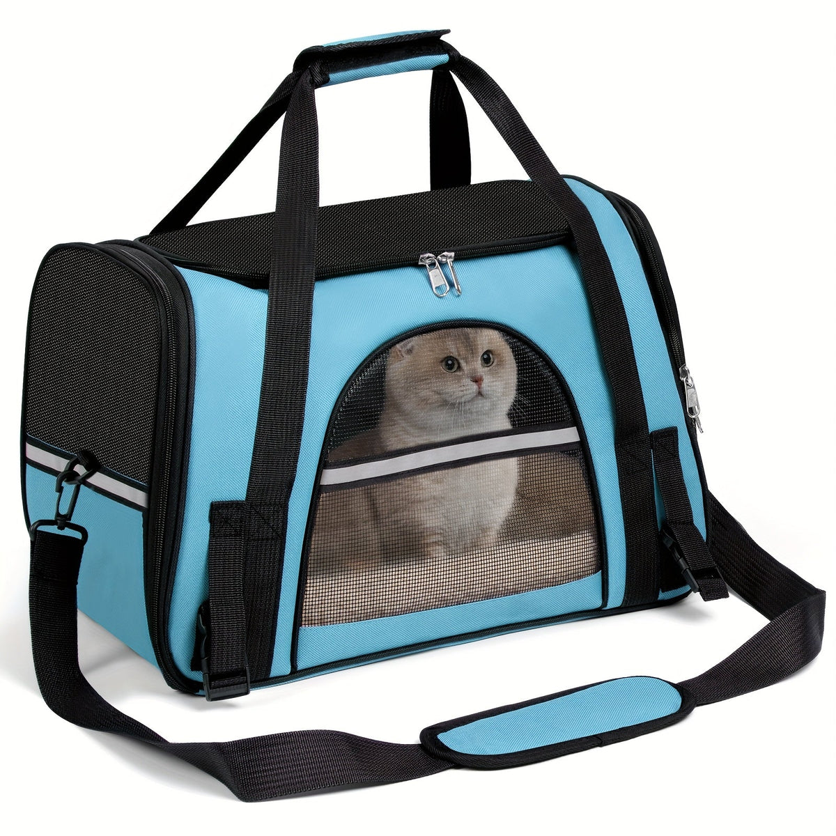 Cat Carrier Backpack Foldable & Ventilated – Airline Approved Pet Travel Bag with Secure Anti-Escape Zipper, Spacious Collapsible Design for Cats & Small Dogs, Breathable Car & Plane Travel Carrier