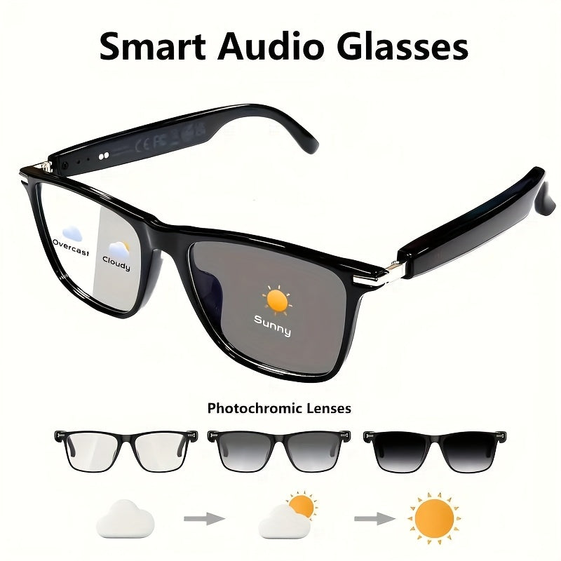 Smart Audio Glasses Photochromic Auto-Tinting Lenses Bluetooth Speaker Microphone – HD Voice Calls HiFi Music UV Protection Wireless Smart Sunglasses Sports Driving Fishing Daily Wear