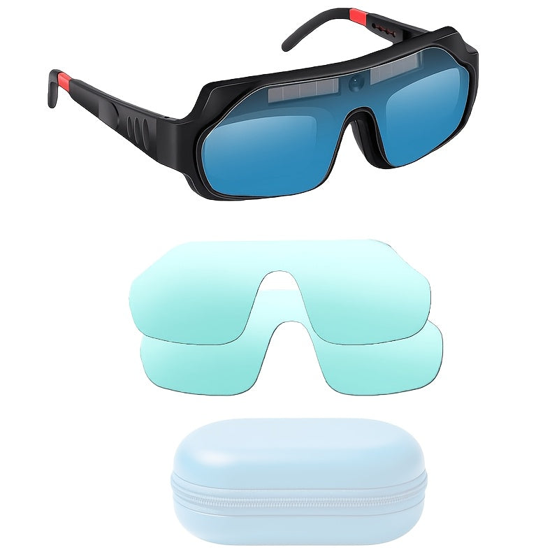 Auto-Darkening Welding Goggles True Color Lens Anti-Glare Safety Welding Glasses for TIG MIG MMA Plasma Lightweight Photochromic Welder Glasses with Flame-Retardant Frame & Elastic Headband