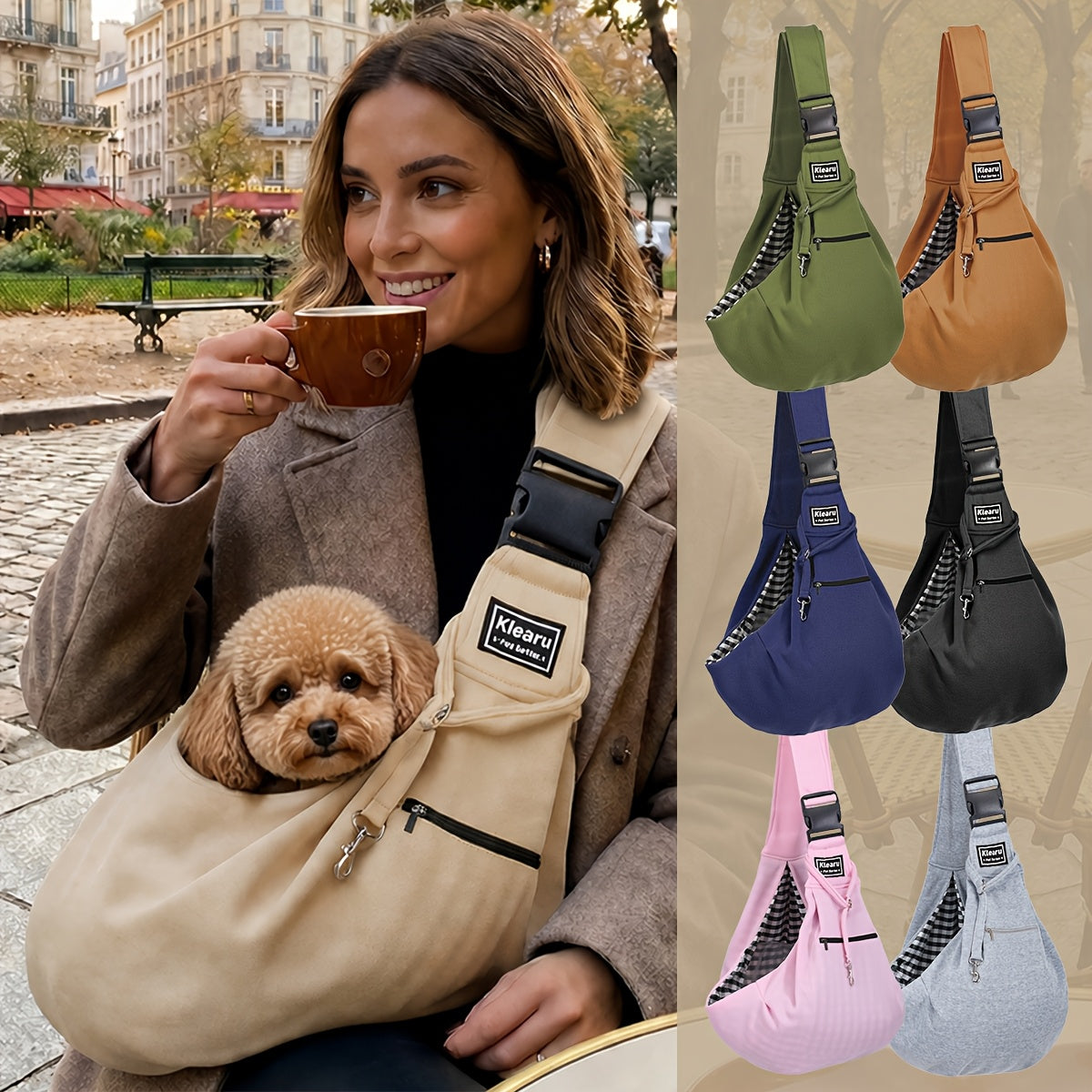 Pet Crossbody Shoulder Bag & Backpack for Small to Medium Dogs & Cats - Foldable Outdoor Travel Pet Carrier, Breathable Adjustable Strap, Up to 16lb/7.5kg, 12 Colors, Bonus Sticker Set Options