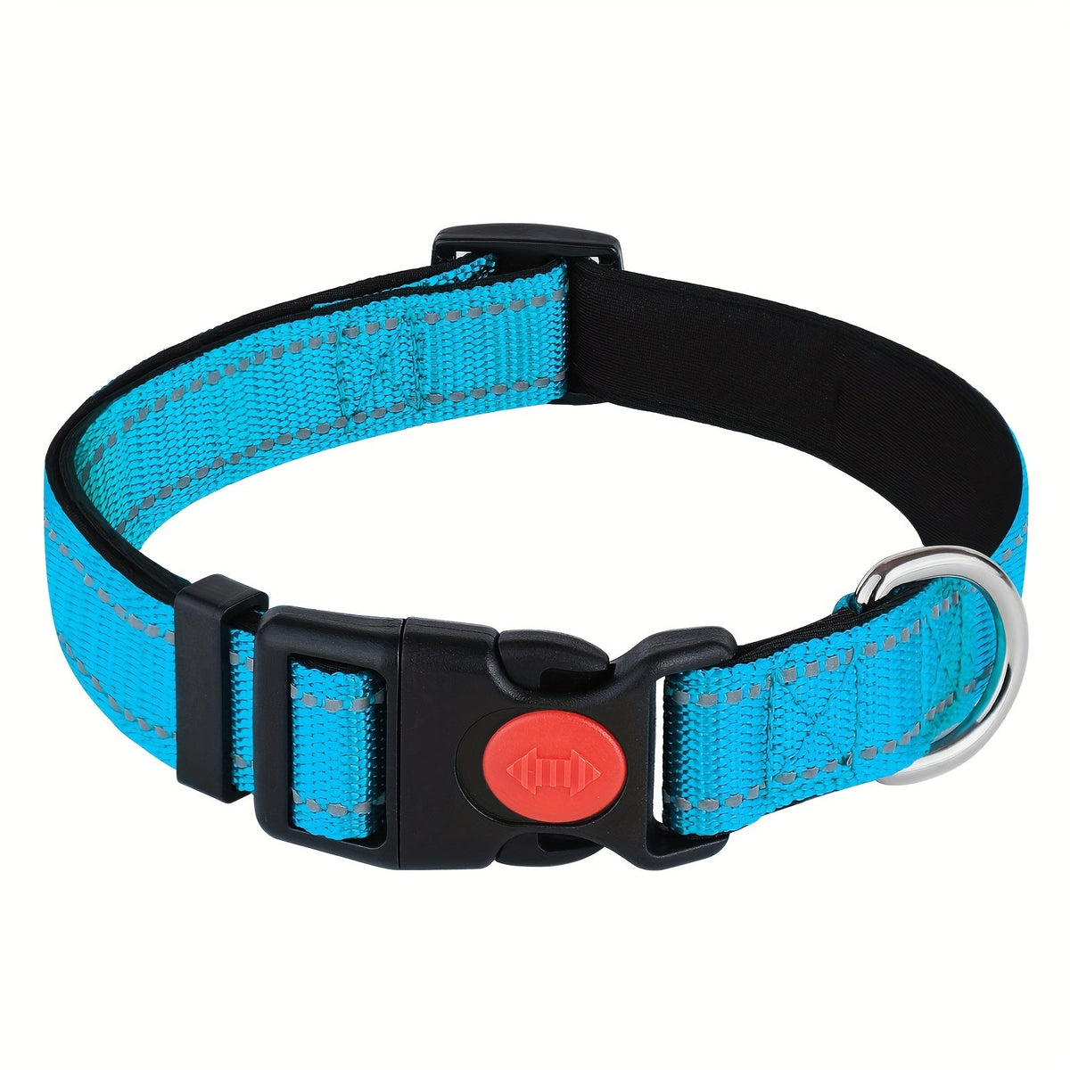 Reflective Dog Collar with Safety Locking Buckle - Adjustable Soft Neoprene Padded Breathable Nylon Pet Collar for Small Medium Large Dogs, Night Visibility Safety Collar