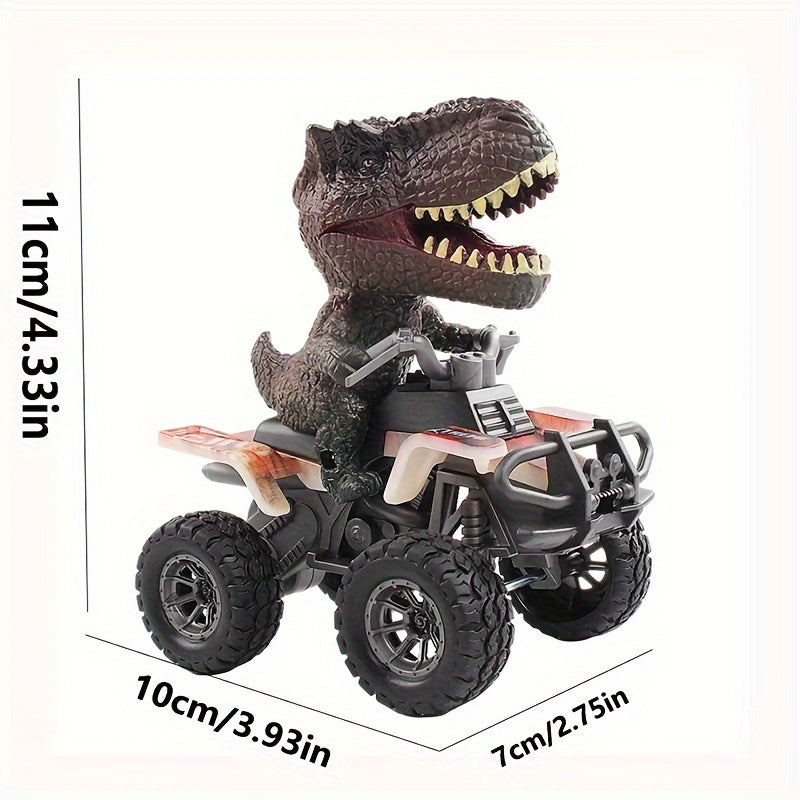 Dinosaur Inertia Toy Car T-Rex & Triceratops Off-Road Vehicle for Kids – Durable Plastic Friction-Powered Dinosaur Truck – Imaginative Play Toy for Toddlers & Boys Ages 3+ – Black Green Orange