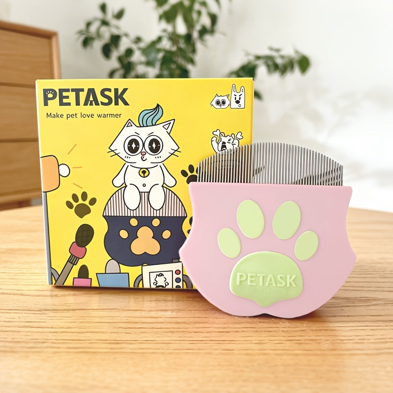 Pet Grooming Comb Set for Dogs Cats and Rabbits - Facial Wide-Tooth Needle Comb with Round Head Curved Design, Flea Comb and Tail Cleaning Comb for Small Face and Full Body Grooming