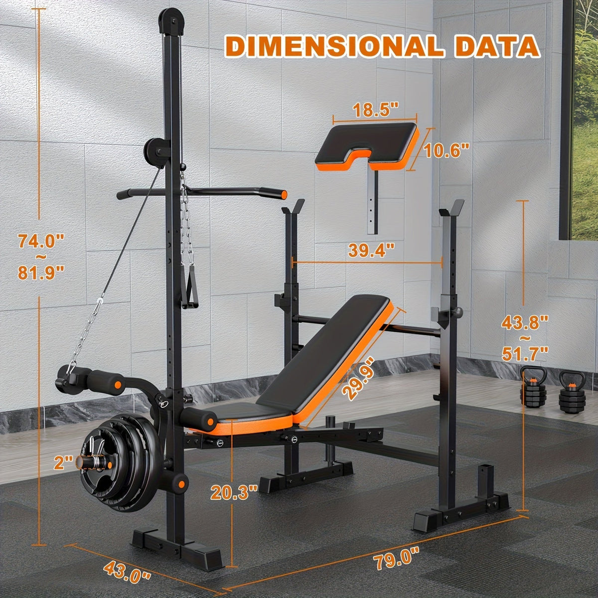 Foldable 6-in-1 Adjustable Weight Bench for Home Gym – 770 LBS Capacity, Flat Incline Decline, Resistance Bands, Preacher Curl Pad & Leg Developer, Full Body Strength Training Equipment