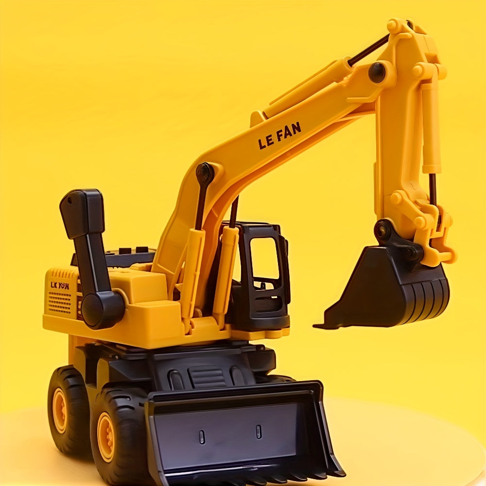 3-in-1 Excavator Bulldozer Dump Truck Toy Large 26cm Construction Vehicle 360° Rotating Cab Friction Powered Battery-Free Kids Toy for Boys Girls Age 3+ Christmas Halloween Back to School Gift