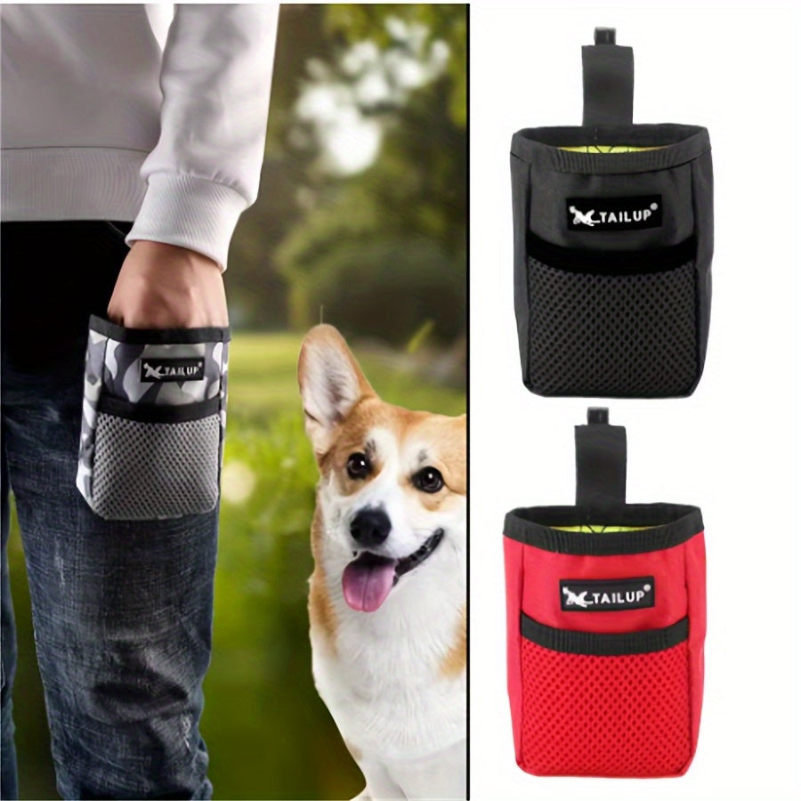 Dog Training Treat Pouch with Secure Closure – Portable Waist Pack Snack Reward Bag for Obedience & Agility Training, Puppy Feeding On-the-Go, Durable Polyester, Black or Red