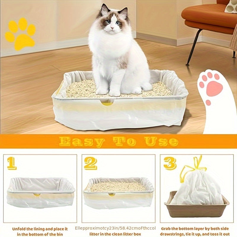 Cat Litter Box Liners 21-Pack (3 Rolls) – Extra Thick Jumbo Drawstring Litter Bags 37" x 18", Heavy-Duty Litter Box Liners for Large Automatic & Sifting Litter Boxes, Leak-Proof Cat Litter Garbage Bags
