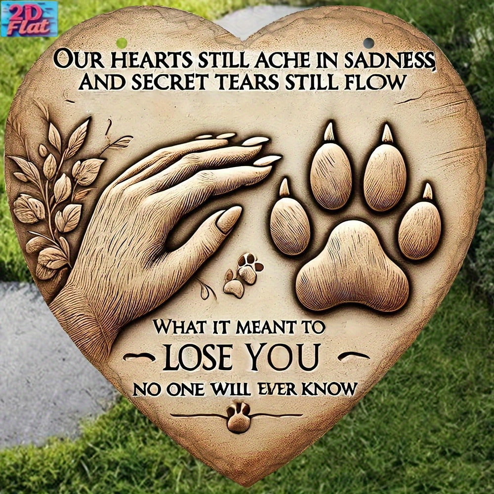 Heart-Shaped Resin Dog Grave Marker - 6.3" Pet Memorial Sign for Yard & Lawn, Decorative Sympathy Gift for Loss of Dog, Outdoor Pet Remembrance Plaque (Model A)