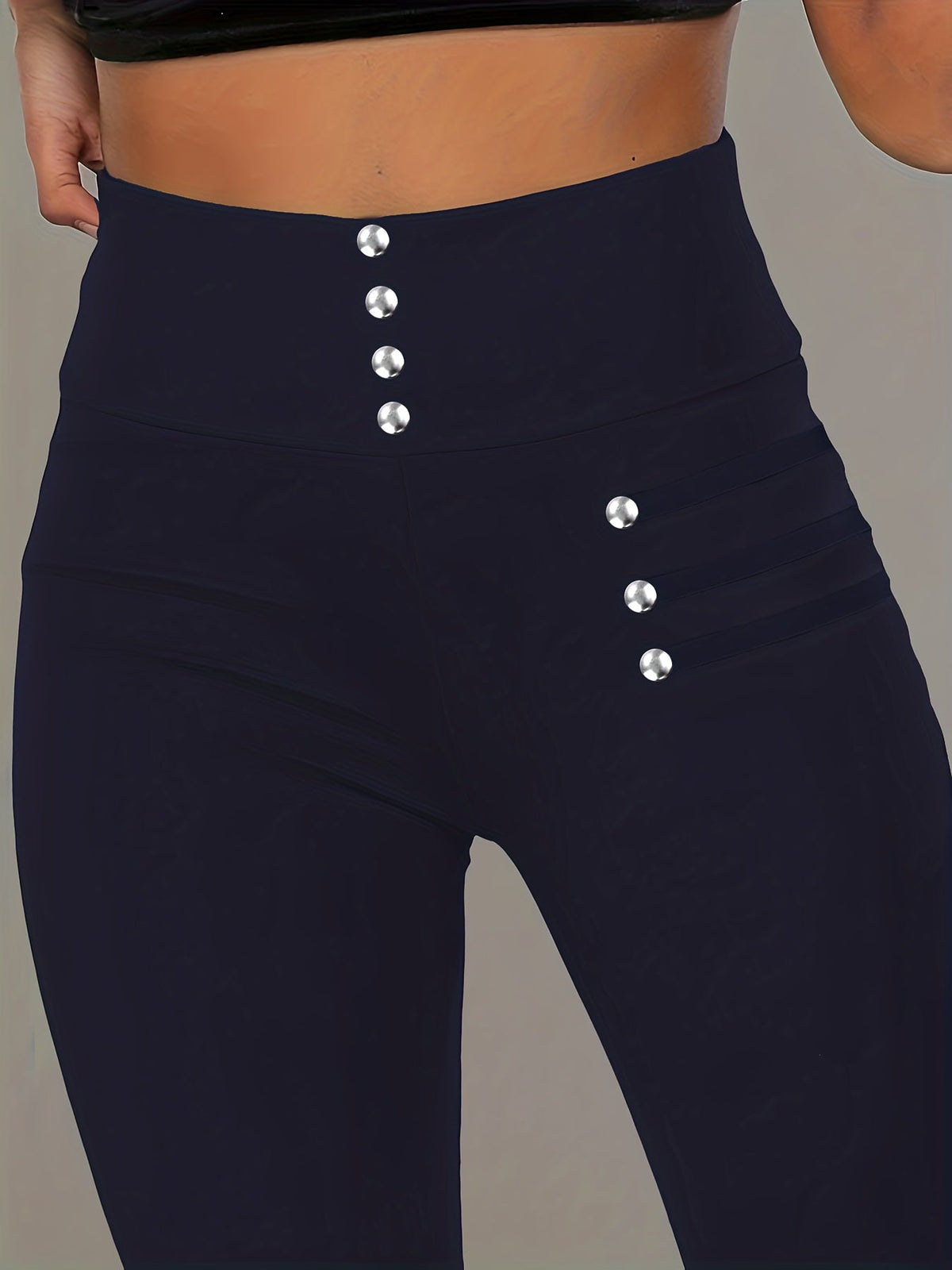Women's High-Waisted Beaded Leggings - Elastic Slim Fit Shaping Pants, Non-See-Through, Machine Washable, Spring Summer Fall Wear, Multi-Color Options S-XXL