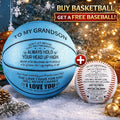 Engraved Basketball for Grandson & Son – Personalized Inspirational Size 7 Basketball with Pump, Motivational Gift for Birthday Christmas Anniversary, Blue Red Gold Black