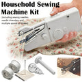 Compact Handheld Sewing Machine Kit Portable Battery Powered with Needles Bobbins Thread Spool Needle Threader and Fabric Sample – Quick Repair Tool for Clothes Garments Curtains and DIY Sewing Projects