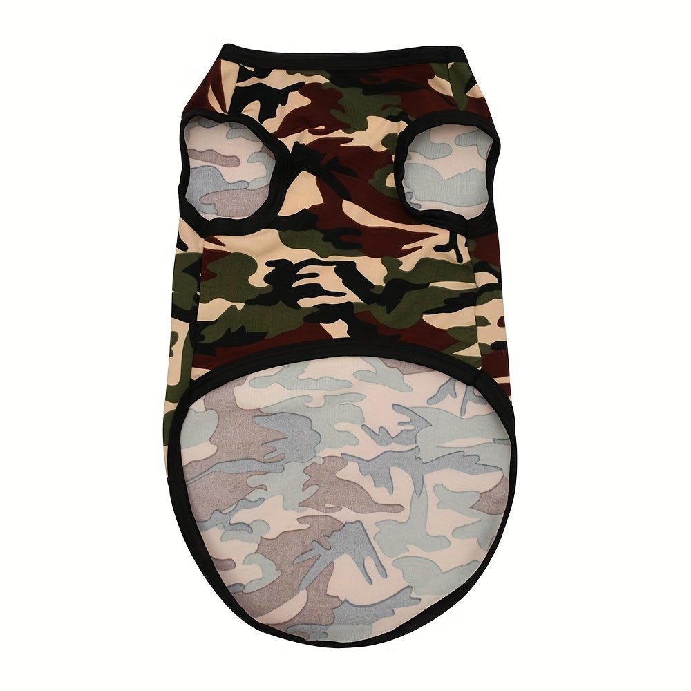 Camouflage Mesh Dog Vest - Breathable Lightweight Pet Shirt for Small and Medium Dogs and Cats, Adjustable Straps Machine Washable Dog Clothes for Outdoor Activities and Everyday Wear