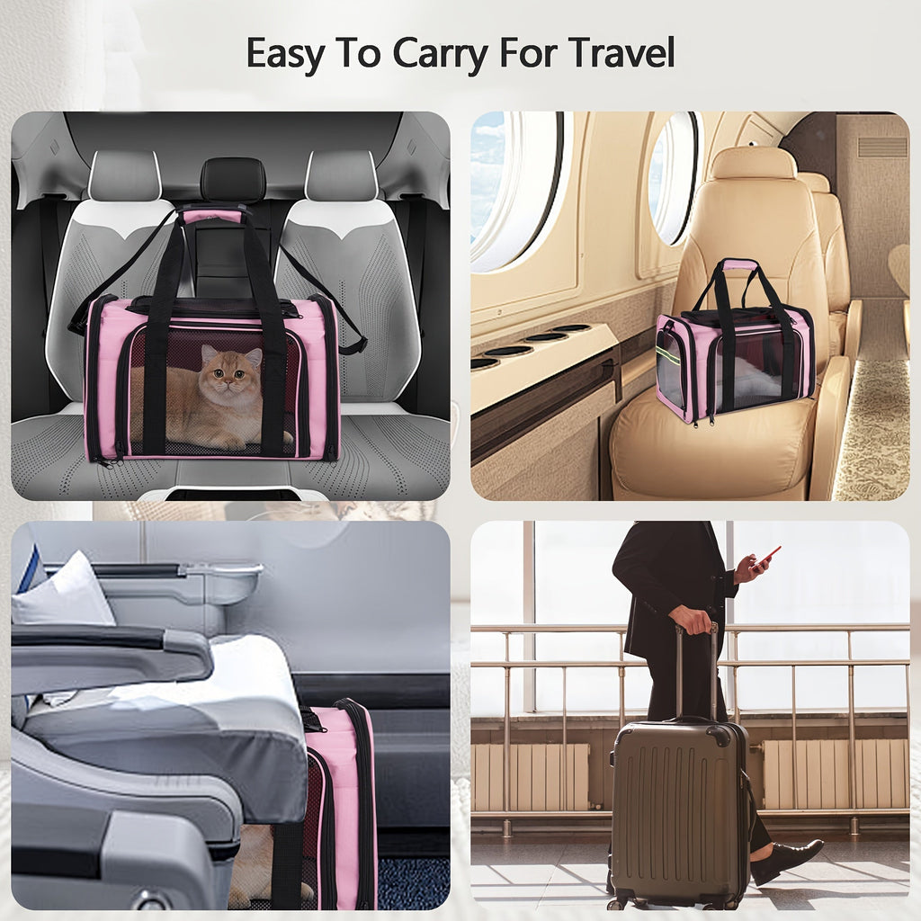 Airline Approved Pet Carrier Soft Sided – TSA Approved Collapsible Travel Bag for Small Dogs, Cats & Kittens Under 15 lbs, Fits Under Airplane Seat