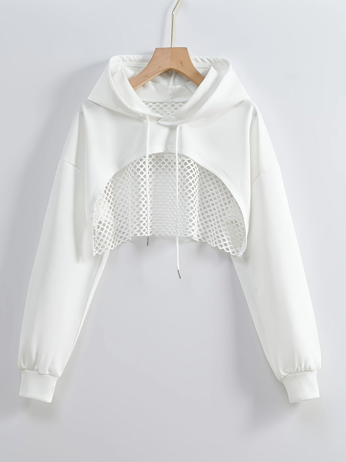 Women's Mesh Hoodie Solid Color American Street Style Sweet Spicy Fashion Jacket Top Black White XS S M L XL XXL