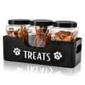 3-Piece Airtight Pet Snack Jar Set – Farmhouse Style Plastic Pet Food Storage Containers for Dog & Cat Treats, Durable Sealed Treat Jars, Black Set