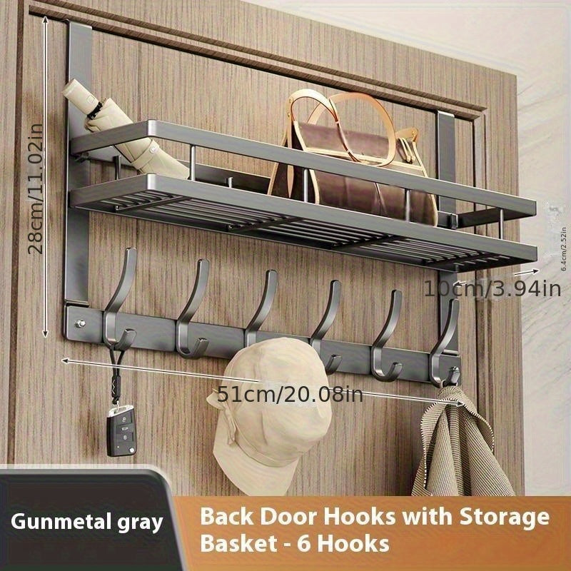 Over-the-Door Storage Rack with Hooks Heavy Duty Metal Organizer for Bedroom Bathroom Kitchen Closet Door Hanger No Tools Required 4 to 8 Hooks