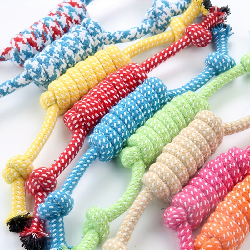 Knot Braided Rubber Dog Chew Toy Set 3/5/7pcs - Puppy Teething Relief Indoor Outdoor Training Toys for Small Dogs, Random Styles & Colors Bundle