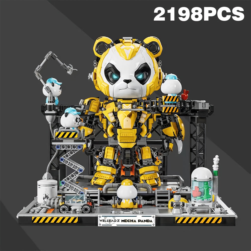 2198pcs Mecha Panda Building Blocks Set - Cool Deformation Robot Puzzle Toy for Kids & Adults, Creative STEM Brick Kit, Perfect Christmas Birthday Gift, Living Room Display Model