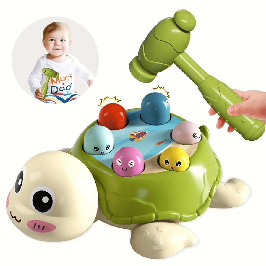 Toddler Hammer Toy Interactive Turtle Shape Sorting Game Educational Colorful Pounding Bench Toy for Babies Kids Ages 1 2 3 Year Old Developmental STEM Gift Christmas Halloween Thanksgiving Birthday