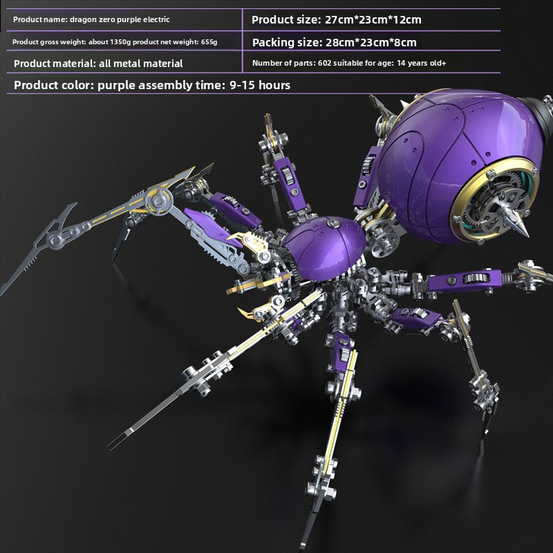 Mechanical Spider Metal Construction Kit - Intricate 3D Metal Model Building Set for Adults Ages 18+, Battery-Powered Figurine, Red Vermilion | STEM Desk Decor Gift for Men Boys Collectors